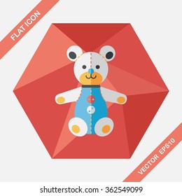 teddy bear flat icon with long shadow