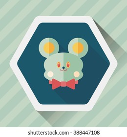 teddy bear flat icon with long shadow