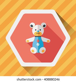 teddy bear flat icon with long shadow