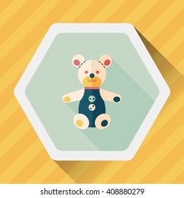 teddy bear flat icon with long shadow