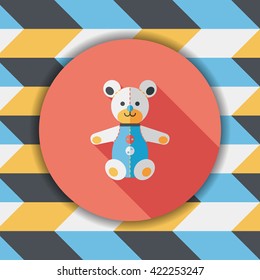 teddy bear flat icon with long shadow