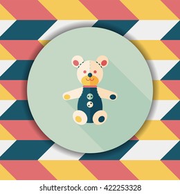 teddy bear flat icon with long shadow