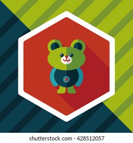 teddy bear flat icon with long shadow