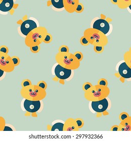 teddy bear flat icon seamless pattern background