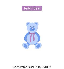 Teddy bear flat icon vector illustration. plush soft toys for sleeping. Flat style design. Isolated on white background