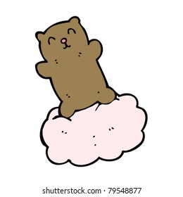 teddy bear floating on cloud cartoon