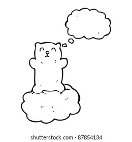 teddy bear floating on cloud cartoon