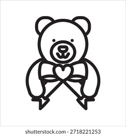 teddy bear fluffy simple line icon