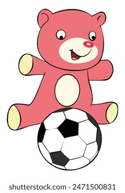 A teddy bear and a football
