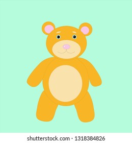 teddy bear in full growth on a green background