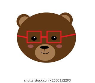 teddy bear with glasses head on a white background
