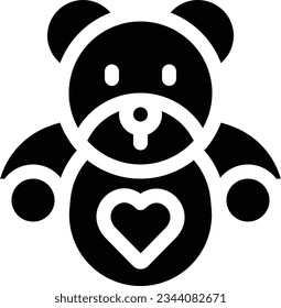 Teddy Bear Glyph Icon - Single Icon, Vector