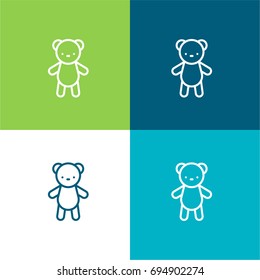 Teddy bear green and blue material color minimal icon or logo design