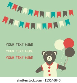 Teddy bear greeting card. Vector illustration.