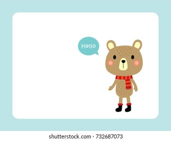 ?????cute teddy bear greeting vector