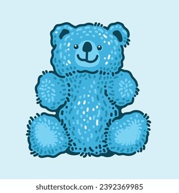 Teddy Bear hand drawing cartoon style, cute and funny vector image