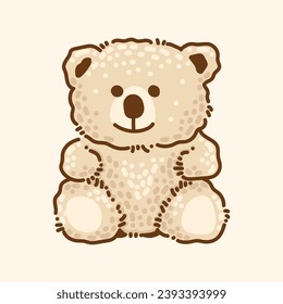 Teddy Bear hand drawing cartoon style, cute and funny vector image