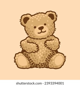 Teddy Bear hand drawing cartoon style, cute and funny vector image