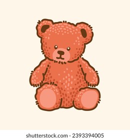 Teddy Bear hand drawing cartoon style, cute and funny vector image