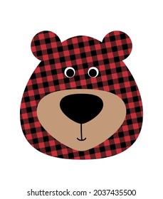 Teddy Bear - Hand drawn grizzly face buffalo pattern bear. Good for birthday gift, poster, textile, gift. Bear Family label with simple hand drawn bear silhouette.