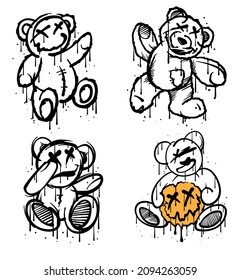 teddy bear hand drawn illustration set set for designers and other creative use 