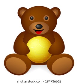 Teddy bear handball ball on a white background. Vector illustration.