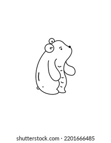 Teddy bear, hand-drawn, line art vector isolated on white background. Coloring Page Isolated for Kids. for home decor such as posters, wall art, tote bag, t-shirt print, sticker.