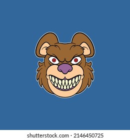 teddy bear head horror cartoon for commercial use