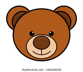 Teddy bear head icon. Cute toy clipart. Vector cartoon illustration isolated on white background.