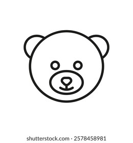 Teddy bear head icon. Vector. Line style. Bear face.
