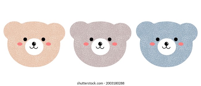 Teddy bear head icons isolated on white background vector illustration.