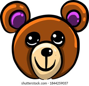 Cabeza de oso de peluche, ilustración, vector sobre fondo blanco