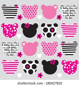 teddy bear head pattern background vector illustration