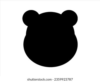 Silueta de la cabeza de oso de peluche arte vectorial fondo blanco