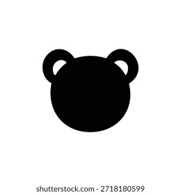 Diseño plano de Vector de silueta de cabeza de oso de peluche sobre fondo blanco.