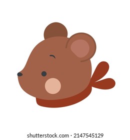 Teddy bear head vector icon with scarf