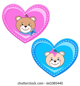 Teddy bear with heart. Color vector illustration.