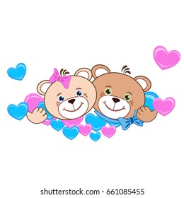 Teddy bear with heart. Color vector illustration.