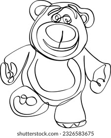 Teddy Bear with Heart: Continuous Line Drawing Stock Image for Sale, Capture Hearts with Teddy Bear: Continuous Line Drawing Stock Image