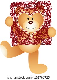 Teddy Bear with Heart Frame