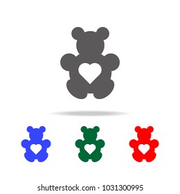 Teddy bear with heart icon. Elements in multi colored icons for mobile concept and web apps. Icons for website design and development, app development on white background