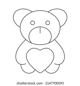 Teddy bear with heart icon isolated on white background