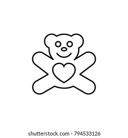 teddy bear with heart icon. Love and Valentine's Day element icon. Premium quality graphic design. Signs, outline symbols collection icon for websites, web design, mobile app on white background