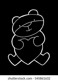 Teddy bear with heart icon. Sketchy style. hand drawn