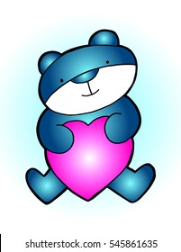 Teddy bear with heart icon. Sketchy style. hand drawn