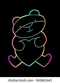 Teddy bear with heart icon. Sketchy style. hand drawn