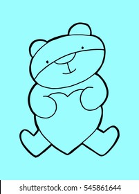 Teddy bear with heart icon. Sketchy style. hand drawn