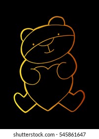 Teddy bear with heart icon. Sketchy style. hand drawn