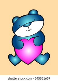 Teddy bear with heart icon. Sketchy style. hand drawn