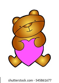 Teddy bear with heart icon. Sketchy style. hand drawn